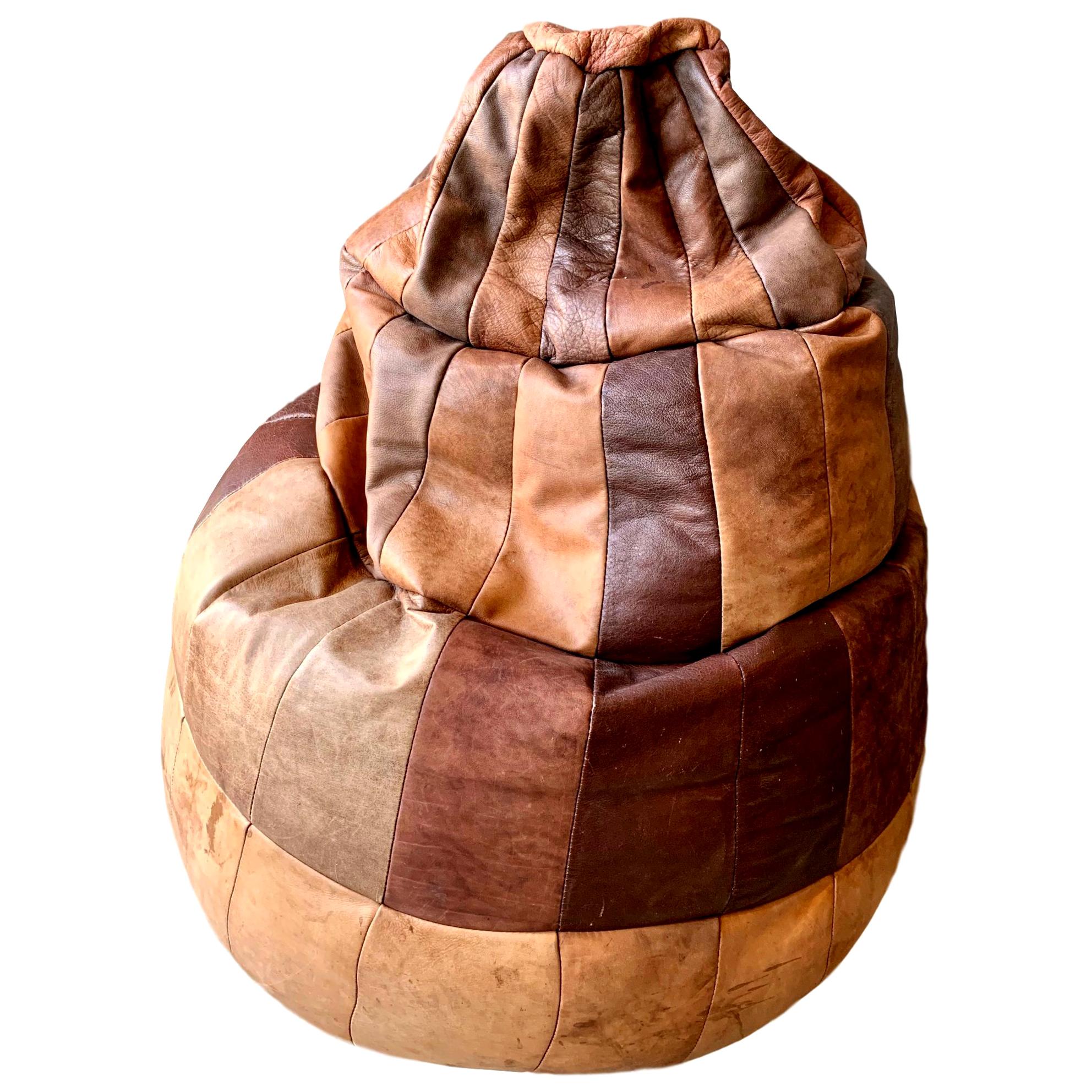 De Sede Brown Leather Patchwork Bean Bag