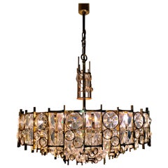 Gold-Plated and Cut Crystal Chandelier by Palwa, circa 1960s