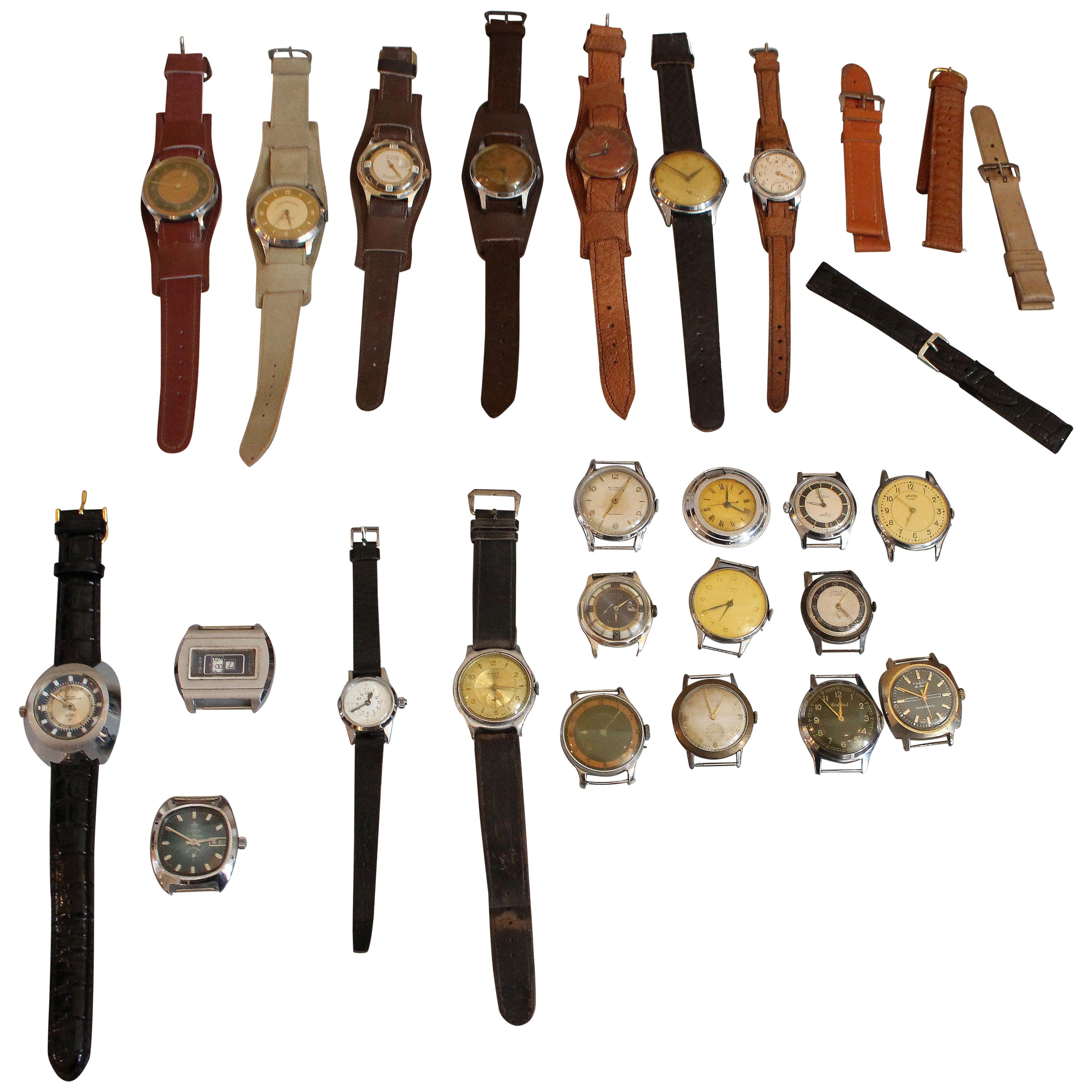 European Vintage Wristwatches Anker, Omega, Orion,  Lanco Swiss, Chronometre For Sale