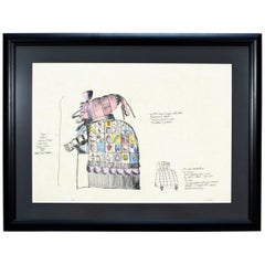 Vintage Mid-Century Modern Framed Robert Israel Signed AP Hand Colored Litho Punch Judy