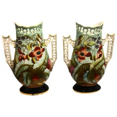 Pair of 19th Century French Porcelain Hand Painted Vases