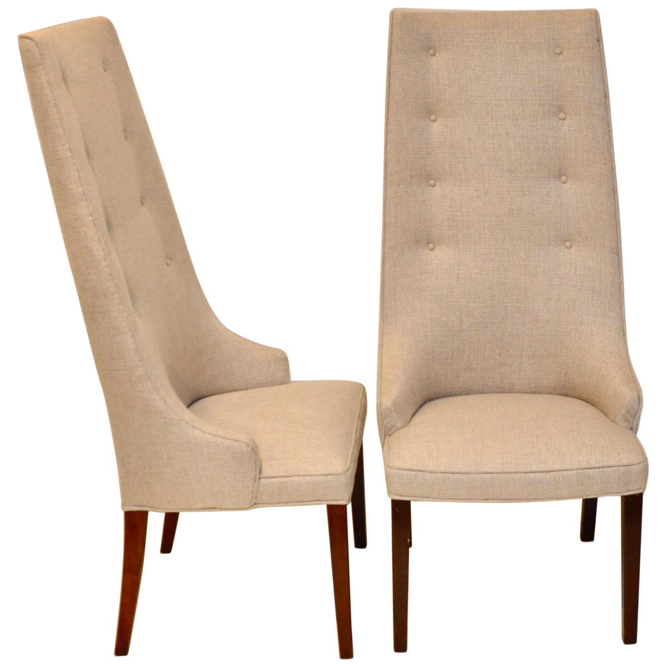 Pair of Midcentury Tall Back Dining Chairs from Denmark