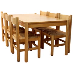 Exclusive Vico Magistretti Style Dining Table with Six Dining Chairs