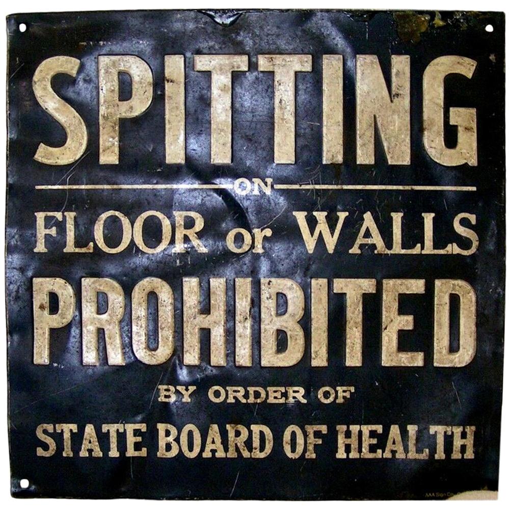 Vintage SPITTING PROHIBITED Prison Sign