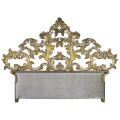 Italian Painted and Parcel Gilt Headboard, circa 1940s