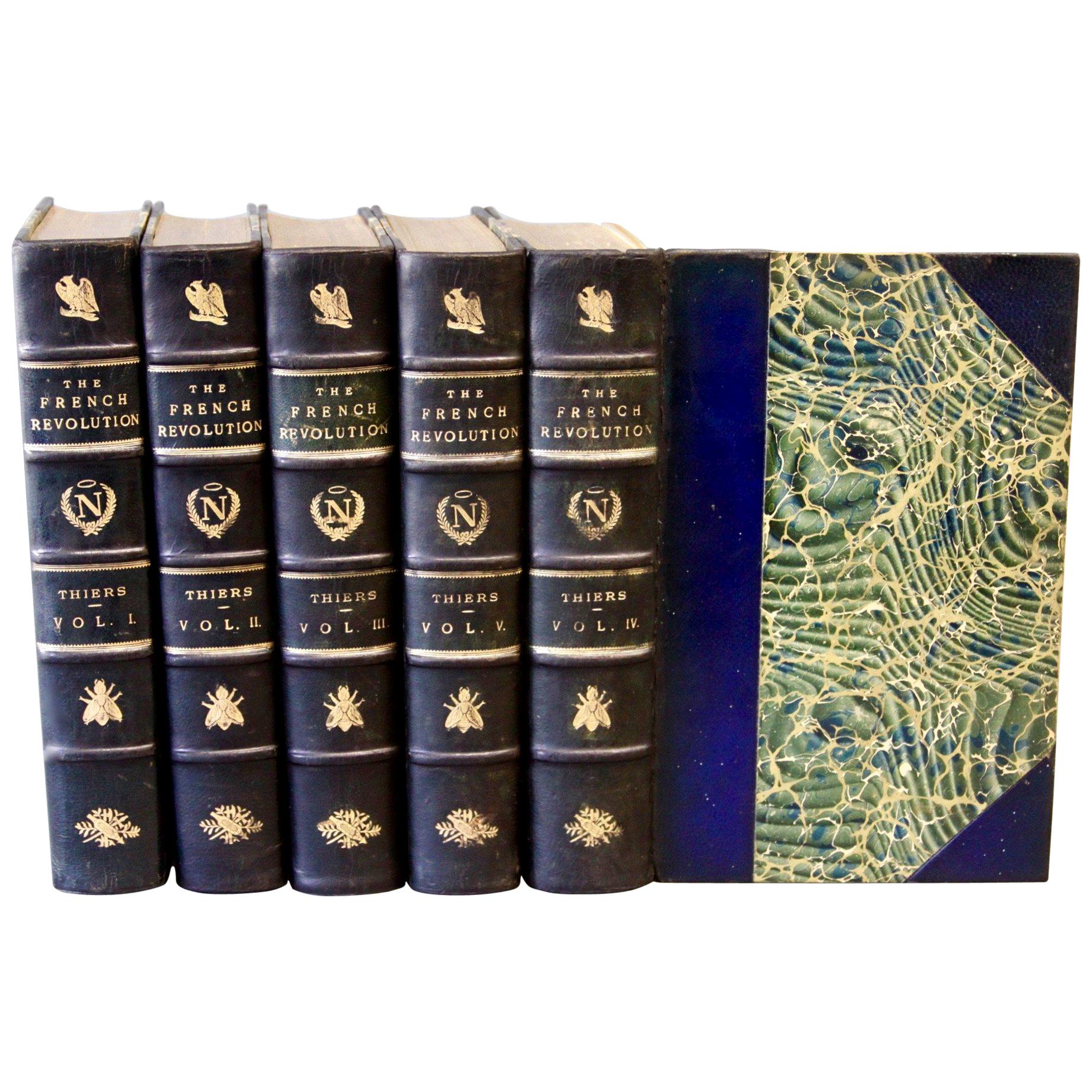 Books, the History of the French Revolution, Collection Antique Leatherbound Set