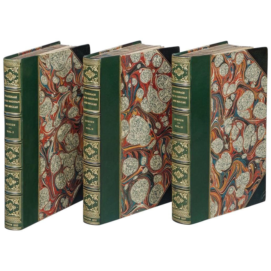 Books, Richard F. Burton "Pilgrimage to El-Medinah and Meccah" Leather Bound Set