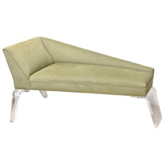  Haziza Lucite and Upholstered Sculptural Chaise Lounge Or Settee
