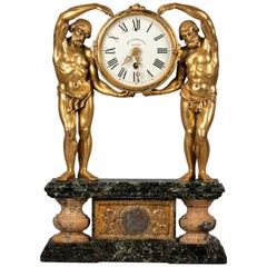 American Gilt Bronze and Marble Figural Clock, E.F. Caldwell, circa 1900