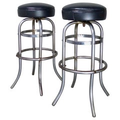 Vintage MCM Steel Swivel Bar Stools by Duro-Chrome, St. Louis, MO