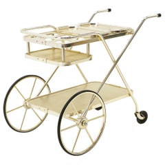 Bar / Serving Cart with Trays. Anodized Aluminum, Stainless and Chromed Steel.