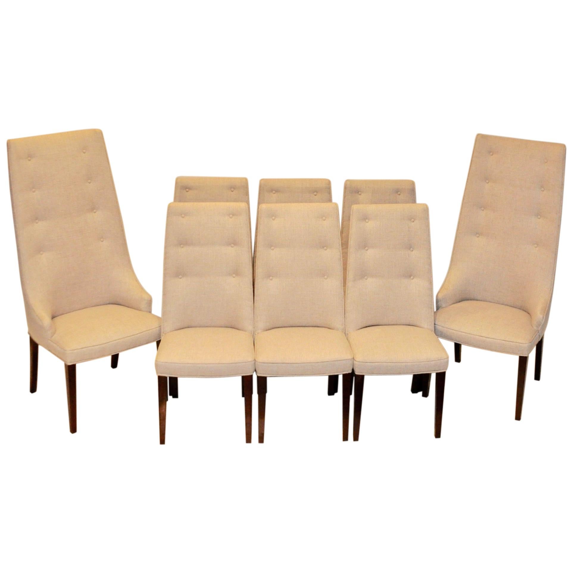Set of 8 Midcentury High-Backed Dining Chairs from Denmark