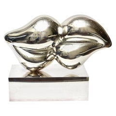 Christofle Abstrakte Liebe Skulptur von Xiao Hui Wang in versilberter Bronze signiert