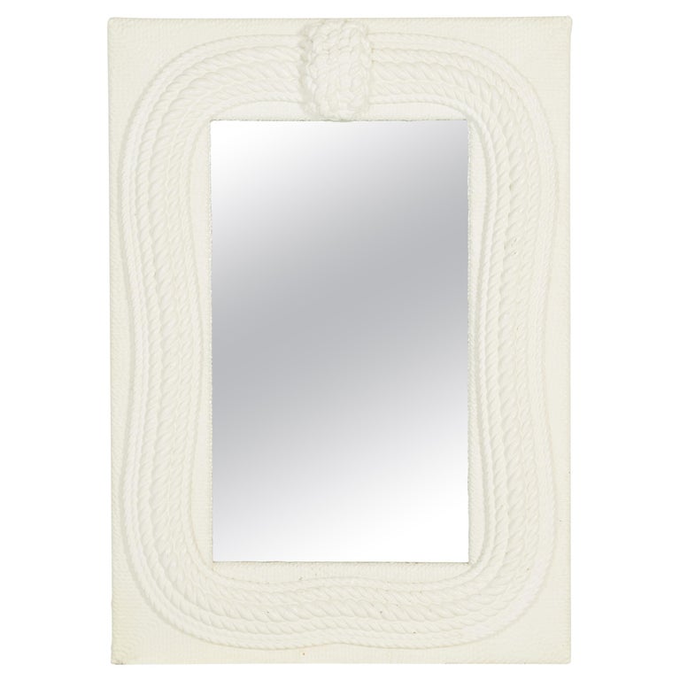Nautical Lacquered Maritime Mirror, Braided Knotted Rope For Sale at