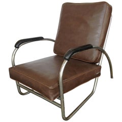 Wolfgang Hoffmann Style Chrome Club Chair by Royal Metal