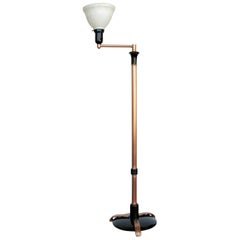Vintage French Art Moderne Copper Swing Arm Floor Lamp