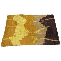 Scandinavian Abstract Shag Rug, circa 1970