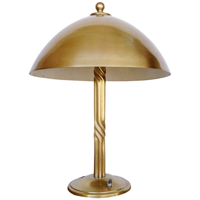 Machine Age Brass Desk Lamp with Dome Shade at 1stDibs