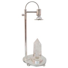 Late 20th Century De Vecchi Silver Rock Crystal Table Lamp