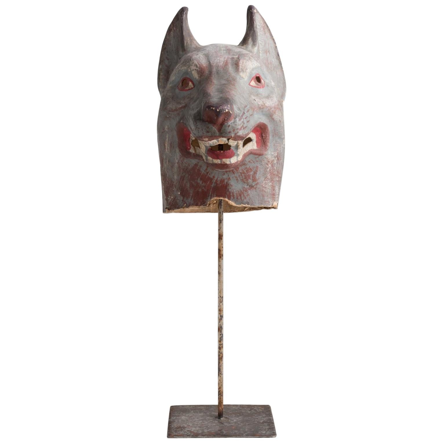 Rare Wolf Theatre Mask, Belgium, circa 1930