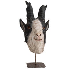 Rare Goat Theatre Mask, Belgium, circa 1930