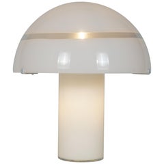 Modern White Murano Glass Mushroom Lamp Illuminated from Within