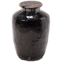 Early 20th Century Chinese Vinegar Jar with Lid