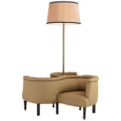 3 Seat Hotel Tete-a-Tete with Lamp, France, circa 1930