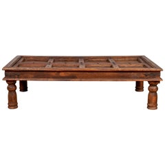 Antique Sheesham Wood Indian Palace Door Made into Coffee Table with Iron Studs