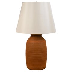 Stoneware Lamp with Custom Silk Shade by Bob Kinzie for Affiliated Craftsmen