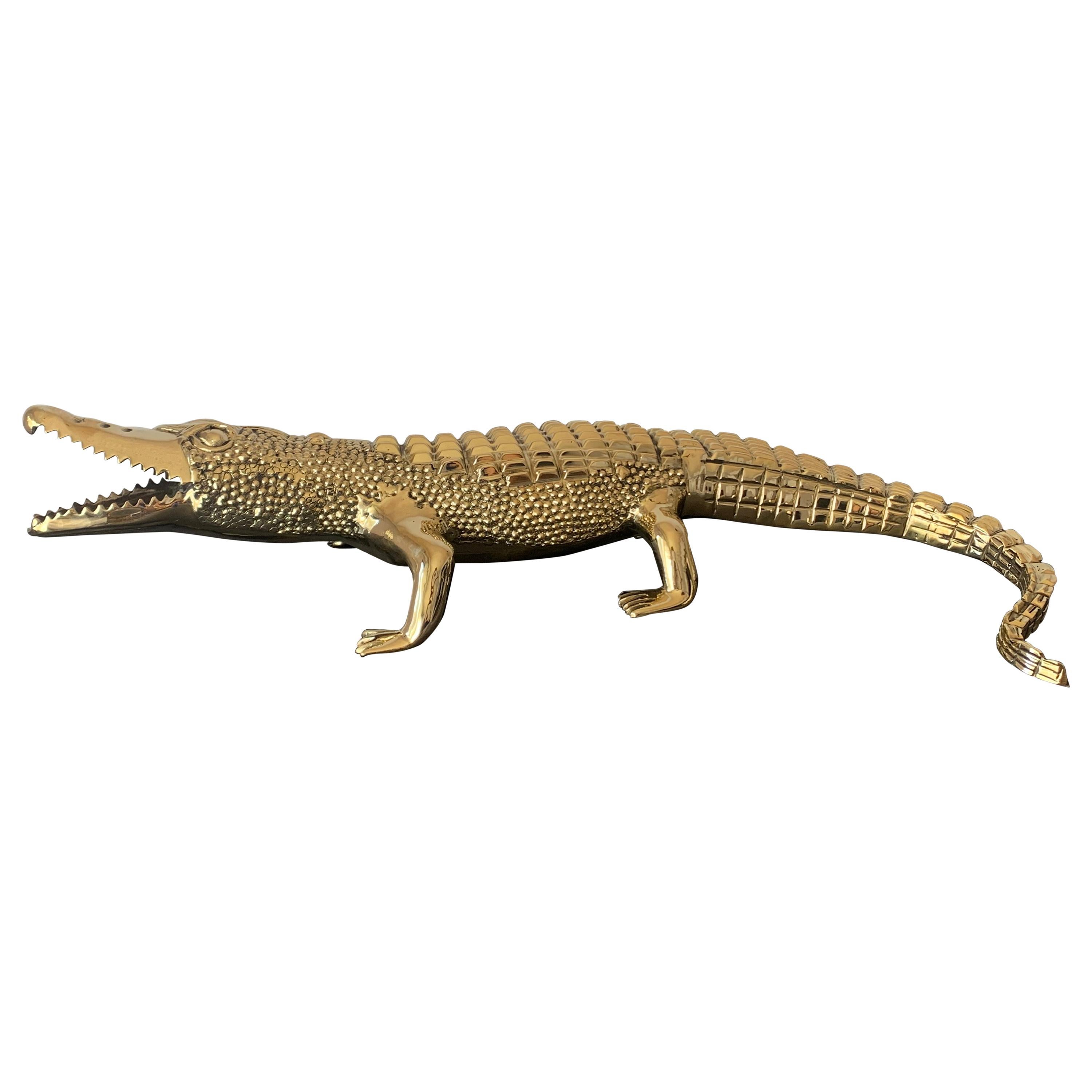 Brass Crocodile or Alligator Sculpture Pet