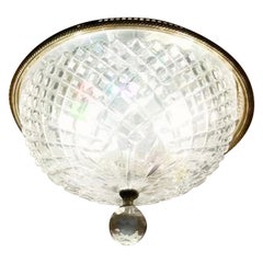 Vintage Waterford Crystal Monumental Flush Ceiling Fixture, Signed, Ireland