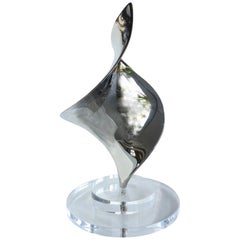 Lou Pearson & Robbie Robins Abstract Sculpture in Stainless Steel and Lucite