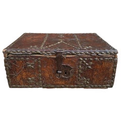 17th Century Italian Leather Trunk