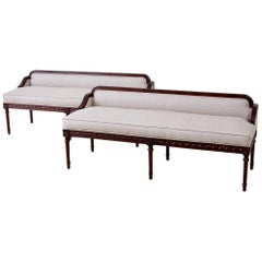 Pair of Neoclassical Style Bench Settees