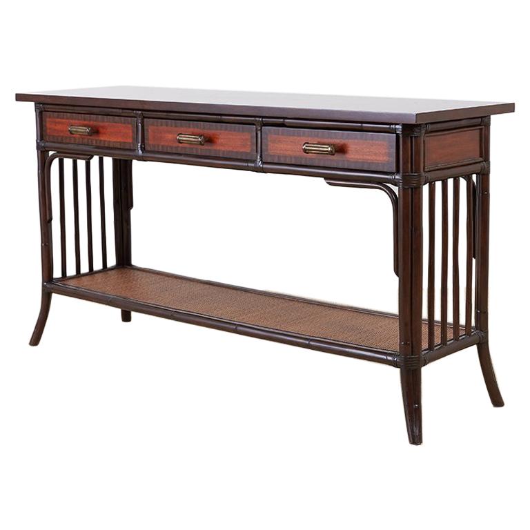 Palecek Organic Modern Bamboo Rattan Raffia Console Table at 1stDibs