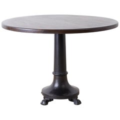 Industrial Cast Iron and Wood Bistro Pub Dining Table