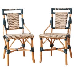 Pair of Palecek Bamboo Rattan Bistro Cafe Chairs