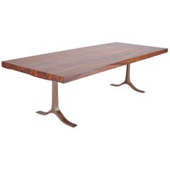 Reclaimed Hardwood Table, Sand Cast Bronze Base by P. Tendercool