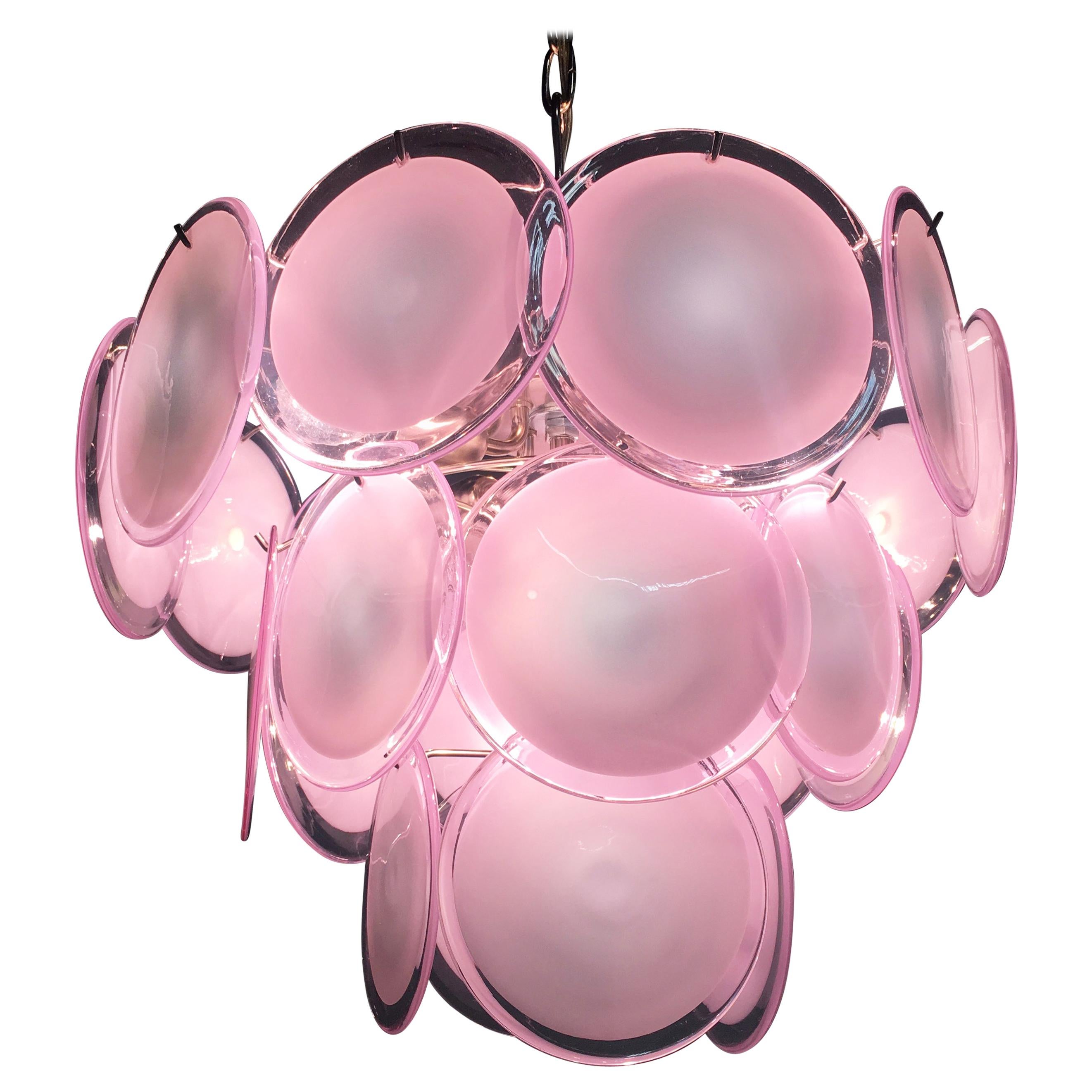 Disc Murano Glass Chandeliers by Vistosi Style For Sale