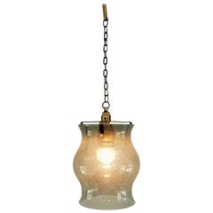 Midcentury Glass and Brass Pendant Lamp
