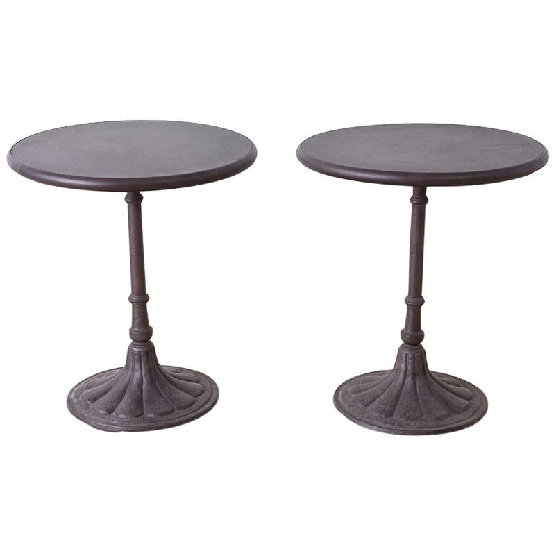 Pair of Parisian Style Iron Bistro Cafe Tables