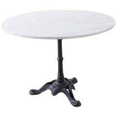 French Cast Iron Marble Top Bistro Dining Table