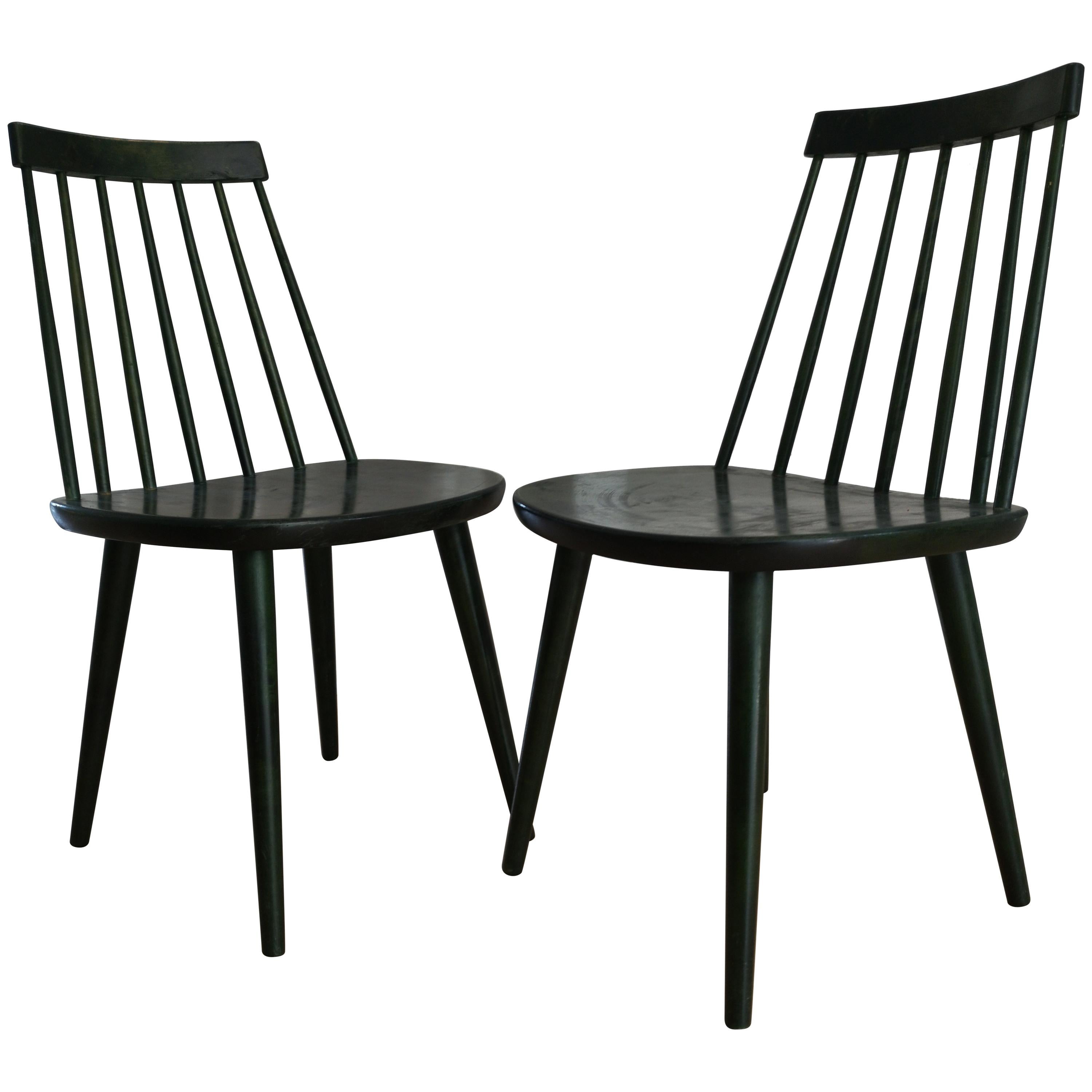 Swedish Midcentury Pinnockio Spindle Back Birch Dining Chairs by Yngve Ekström
