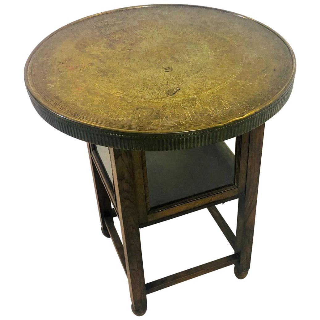 1910s Historicism Side Table or End Table with Egyptian Hieroglyphics For Sale