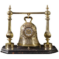 Used Late 19th Century French Brass Bell Clock on Stand