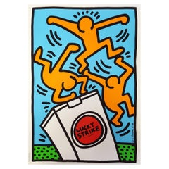 Keith Haring 'Lucky Strike III' Rare Original 1987 Poster Print on Wove Paper