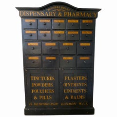 19th Century Chemist Drawers 37 Drawer, Painted Pharmacists Cabinet