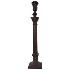 Antique Edwardian Cast Iron Column Table Lamp