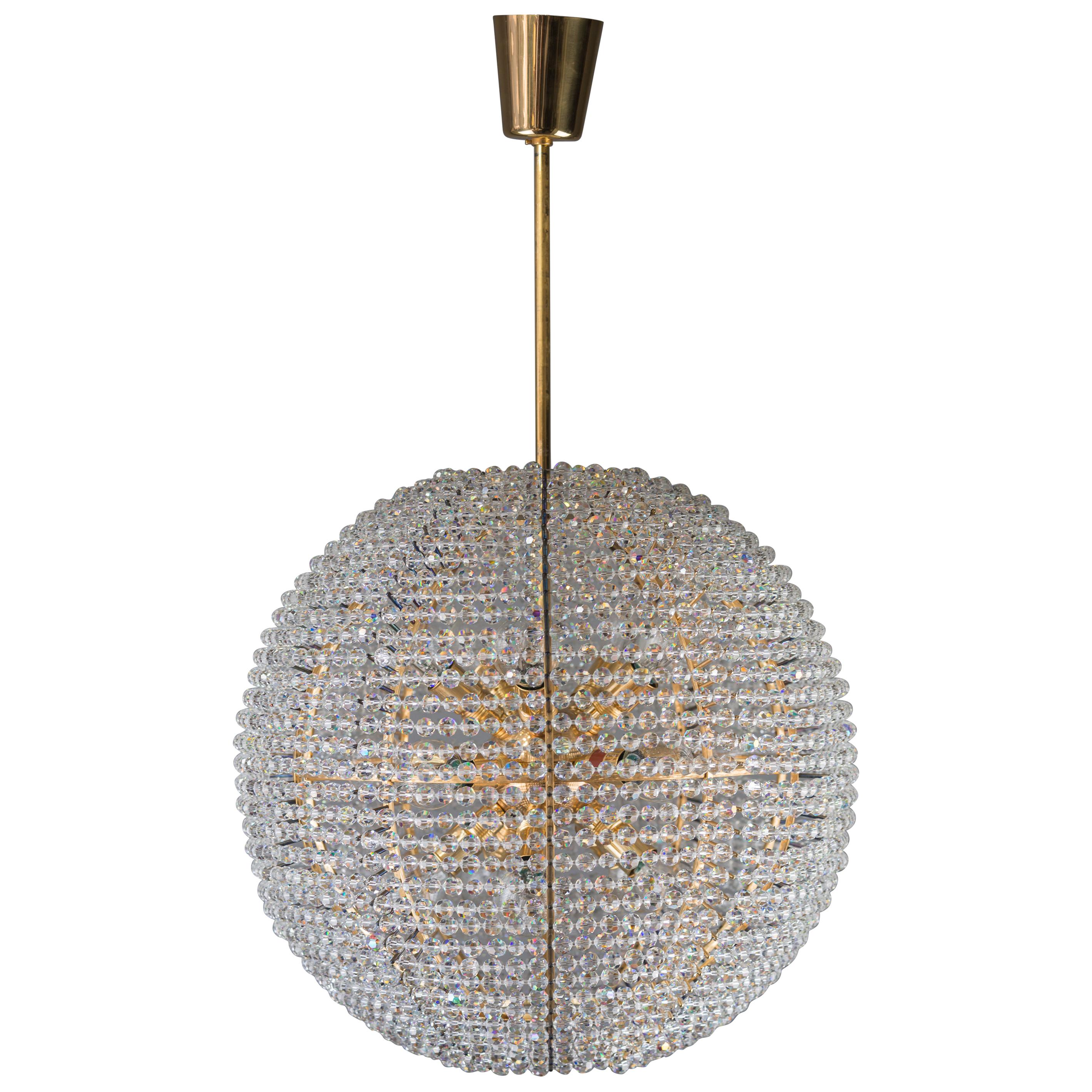 Gold-Plated Bakalowits "Supernova" Chandelier, 1960